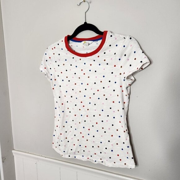 BODEN Cotton Polka Dot Crewneck Tee - Picture 1 of 4
